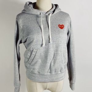 NWOT COMME DES GARÇONS Play Patch Pullover Hoodie Gray Medium